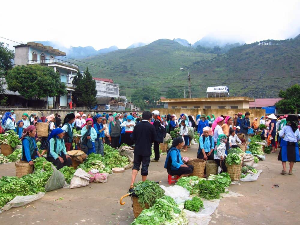 Bustling atmosphere at a Ha Giang mountain market