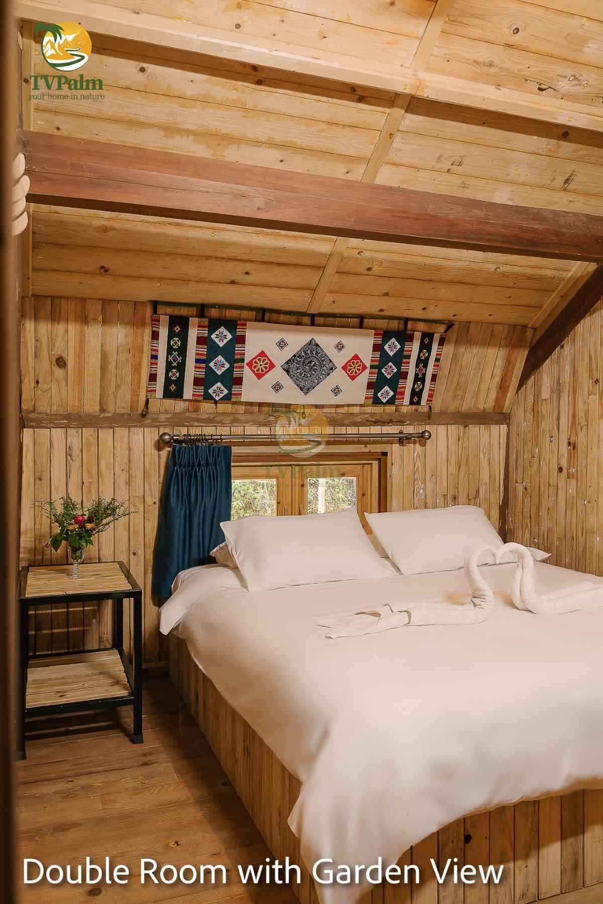 Cozy wooden bedroom in Double Room with Garden View at TVPalm Ha Giang