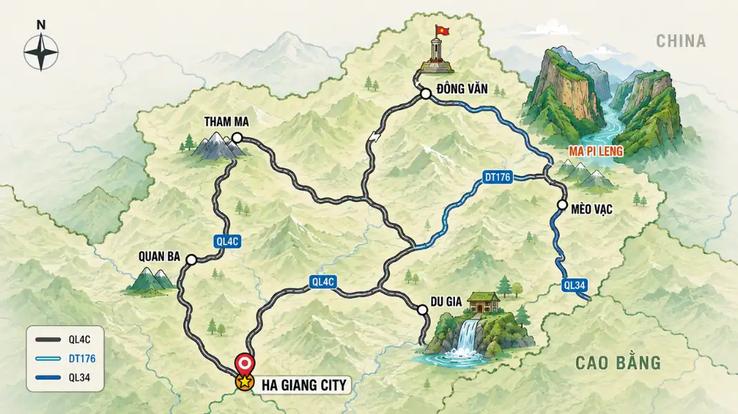 Overview Ha Giang Loop road surface by segment