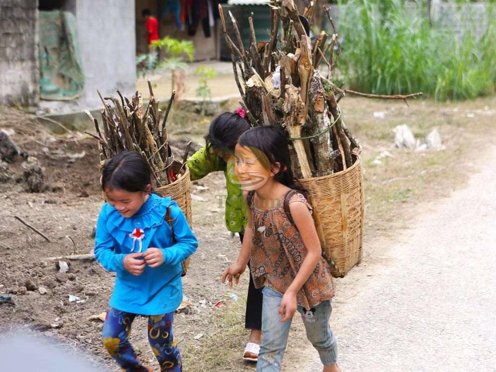 Local ethnic minority children on the Ha Giang loop 2 days tour
