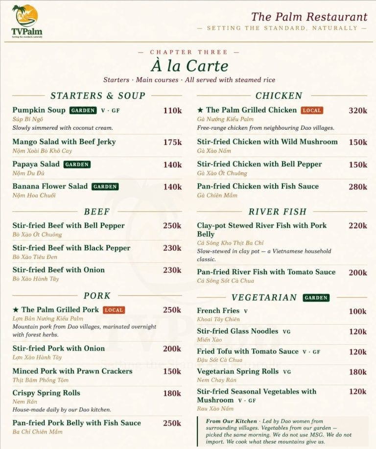 Menu À la Carte