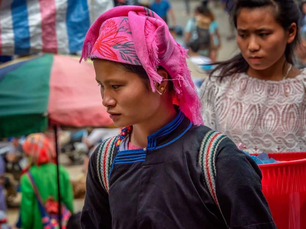 Portrait of a Hmong woman at the traditional market