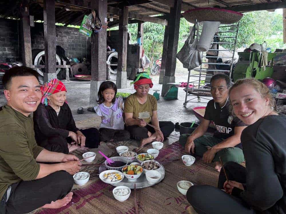 Sharing a traditional meal with locals