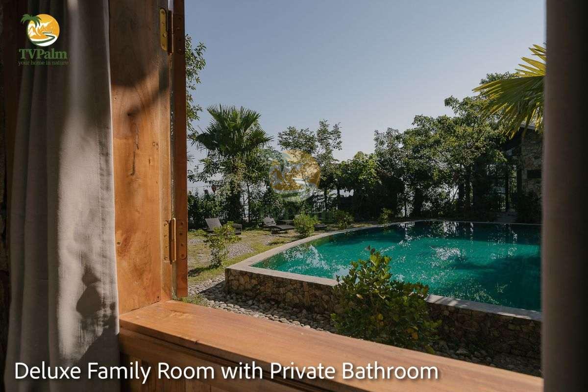 deluxe family room swimming pool view