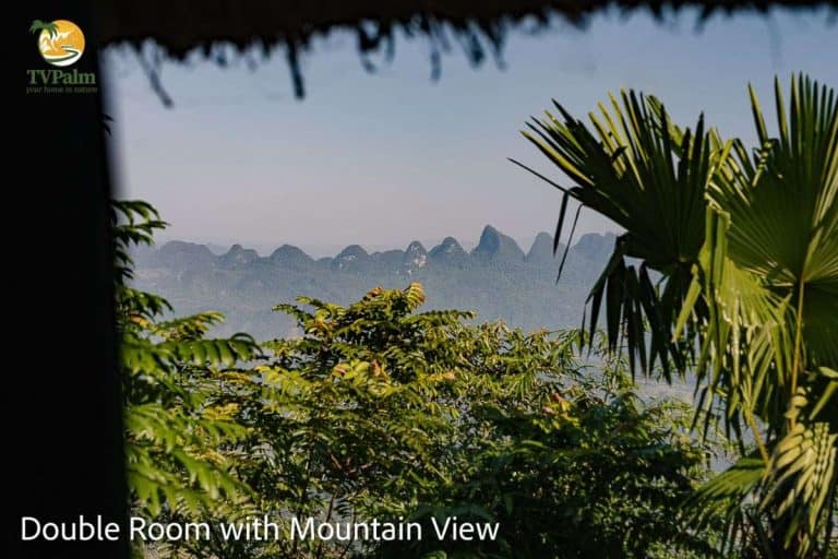 double room with mountain view window scenery