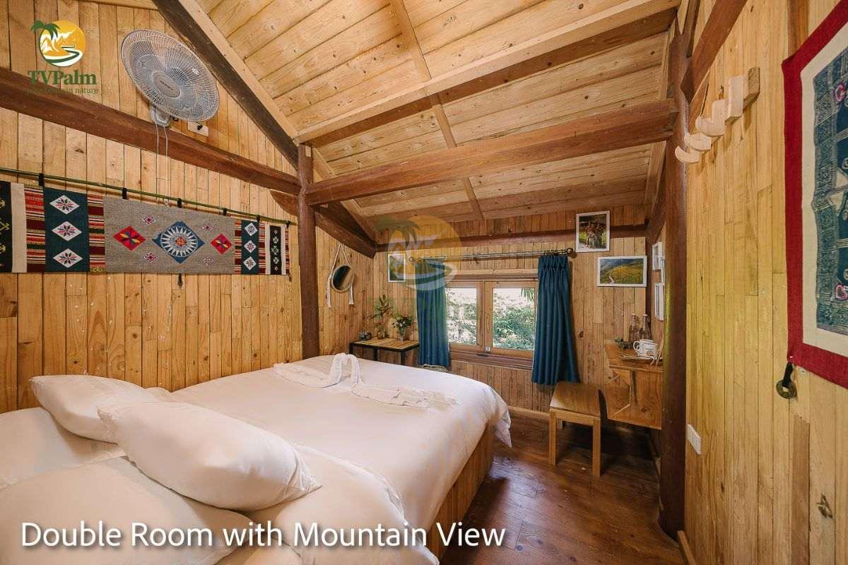 double room with mountain view wooden cabin