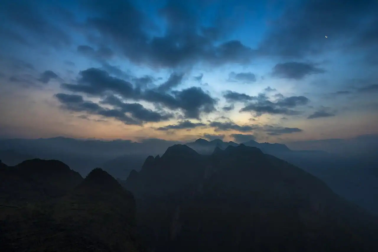 Dramatic weather and clouds sweeping across Ma Pi Leng Pass in Ha Giang across different seasons